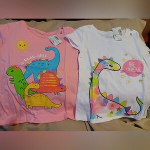 The Children's Place Pink and White Dinosaur Tees